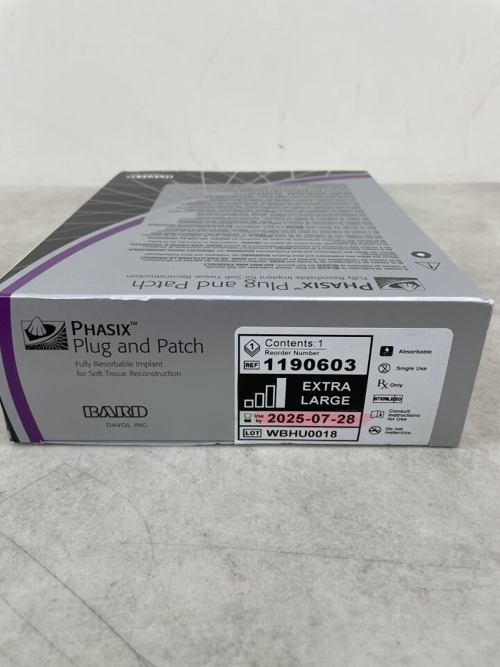 1190603 - BARD - Phasix Mesh Plug and Patch Fully Resorbable Monofilament Scaffold 3.8cm x 5.1cm (1.4" x 2.0") Extra Large, (BX/1) - ( Expiry Date: 2025-07-28 )