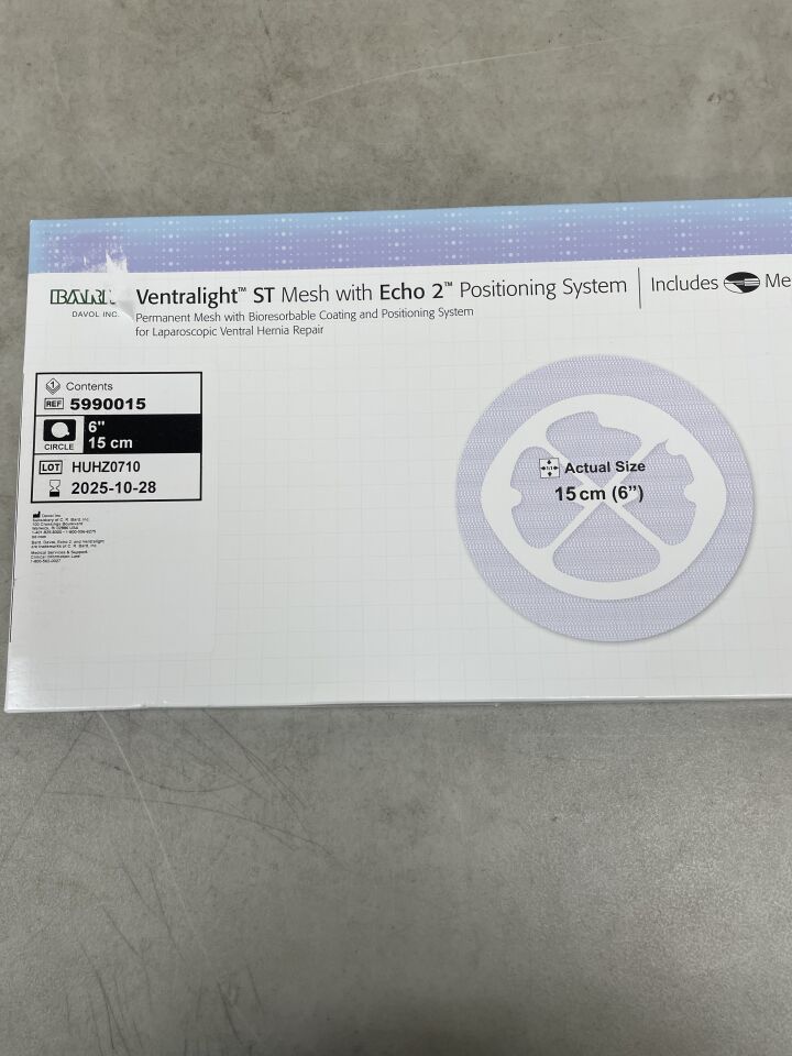 5990015 - BARD - Ventralight ST Mesh with Echo 2 PS: 6" Circle, (BX/1) - ( Expiry Date: 2025-10-28 )