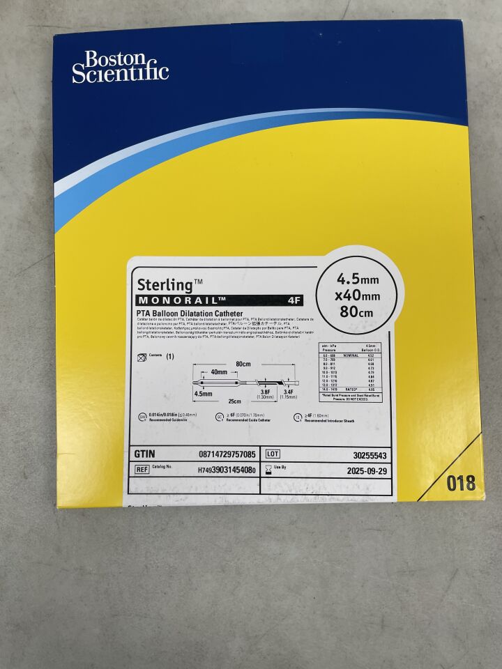 3903145408 - BOSTON SCIENTIFIC - Sterling MONORAIL PTA Balloon Dilatation Catheter - 4.5mm x 40mm x 80cm, (BX/1) - ( Expiry Date: 2025-09-29 )