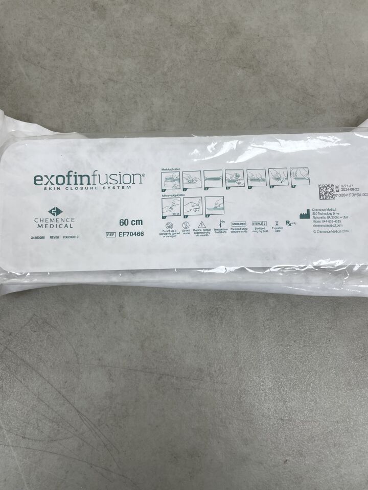 EF70466-60 - CHEMENCE MEDICAL - Exofin Fusion Skin Closure System 60cm w/Three 1.75g Tubes of Adhesive & Two Mesh Patches, (EA) - ( Expiry Date: 2024-08-22 )