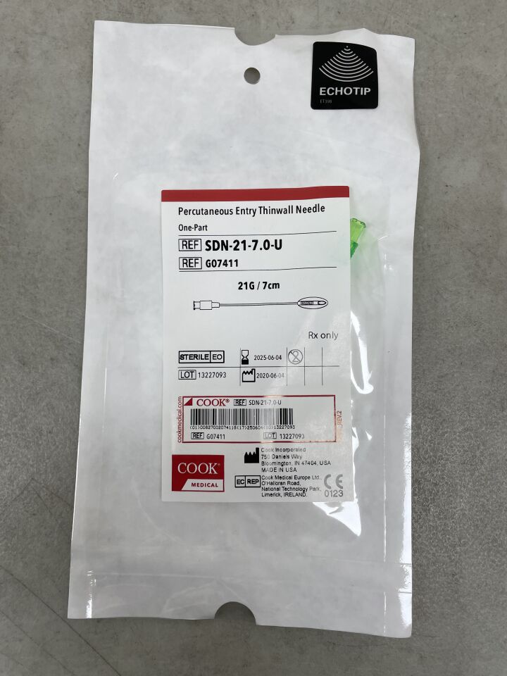 G07411 - COOK - Percutaneous Entry Thinwall Needle, One-part, 21G, (EA) - ( Expiry Date: 2025-06-04 )