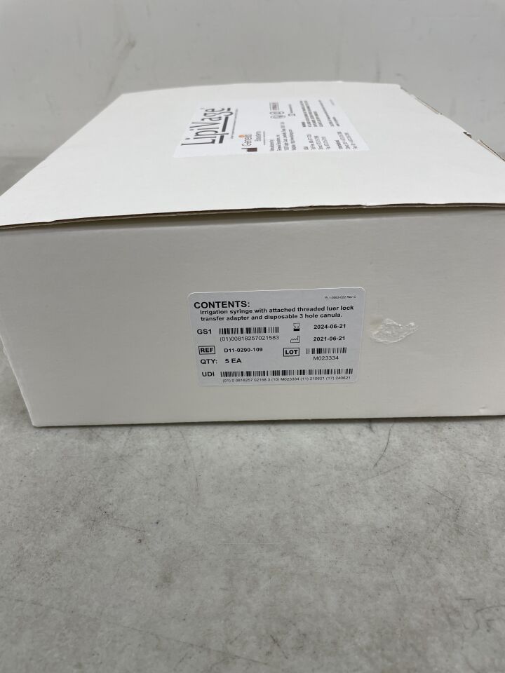 D11-0290-109 - GENESIS BIOSYSTEMS - Lipivage Irrigation W/Attached Threaded Adapter , (BX/5) - ( Expiry Date: 2024-06-21 )