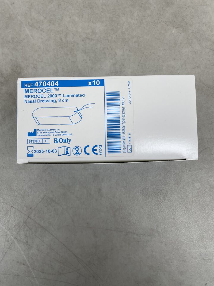 470404 - MEDTRONIC - Merocel 2000 Laminated Nasal Dressing w/String 8cm, (BX/10) - ( Expiry Date: 2025-10-03 )