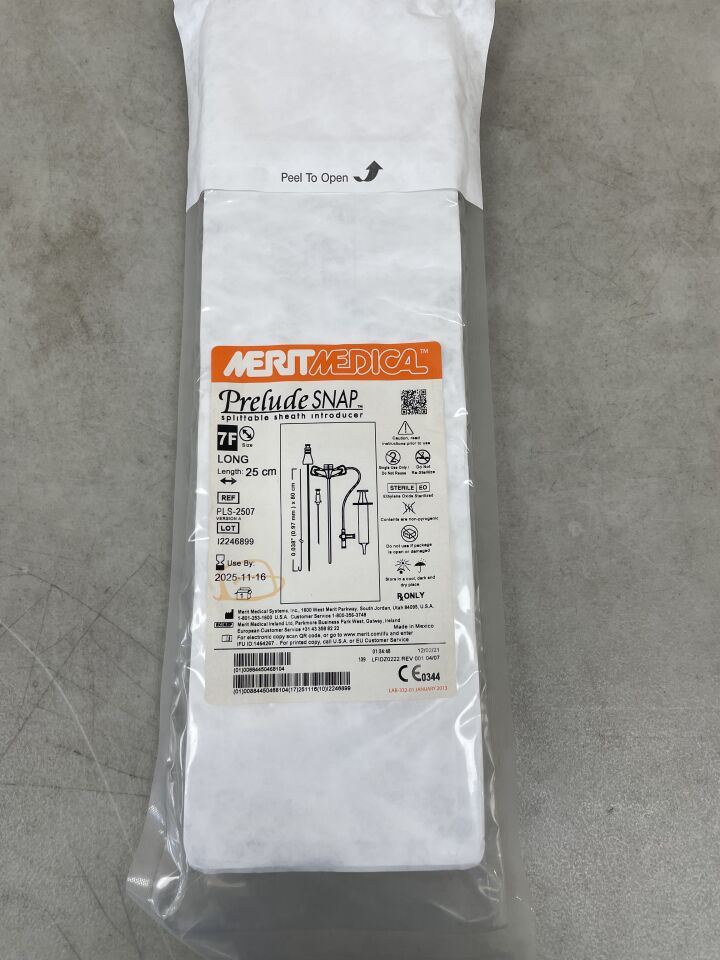 PLS-2507 - MERIT MEDICAL - Prelude Snap Splittable Sheath Introducer w/0.038" Guidewire 7F x 25cm w/Sideport, (EA) - ( Expiry Date: 2025-11-16 )