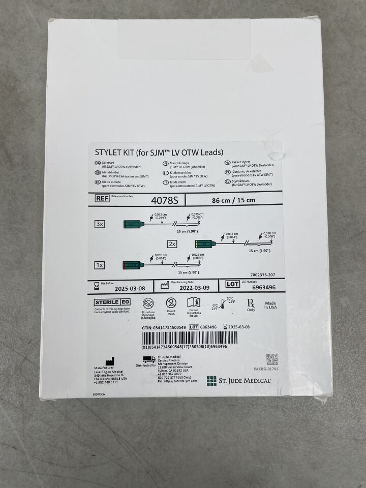 4078S - ST JUDE MEDICAL - Stylet Kit 86cm/15cm Taper, (BX/1) - ( Expiry Date: 2025-03-08 )