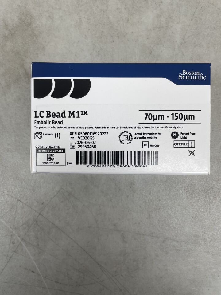 VE020GS - 波士頓科學 - LC Bead M1 栓塞劑，低壓縮微球，黑黃標籤，2ml 小瓶，粒徑範圍 70-150 μm，（BX/1）-（效期：2026-06-07）