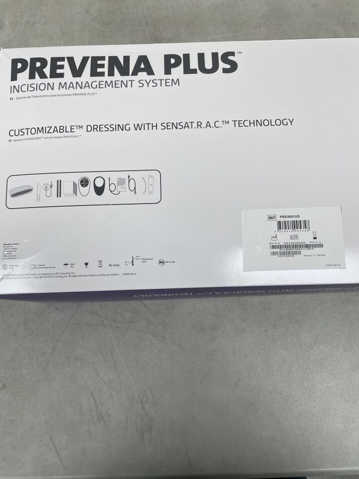 PRE4001US  -  KCI  -  Prevena Plus Incision Management System, Customizable Dressing with Sensat.r.a.c Technology , ( BX/1 )  -  ( Expiry Date : 2028-01-31 )