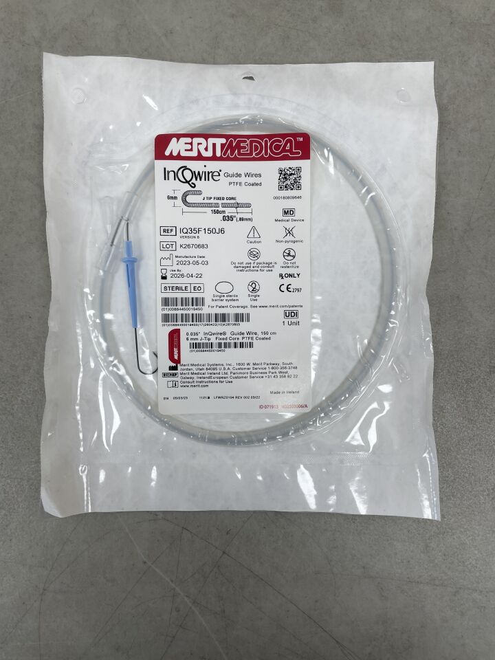 IQ35F150J6 - MERIT MEDICAL - InQwire 導絲 0.035" x 180cm，6mm J 型尖端，（EA）-（有效期至：2026-04-22）