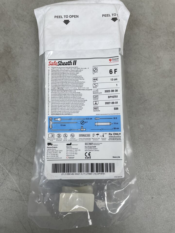 SS6 - OSCOR - SAFESHEATH II 止血撕脫式導入系統 6F 13cm，（EA）-（有效期至：2027-09-01）