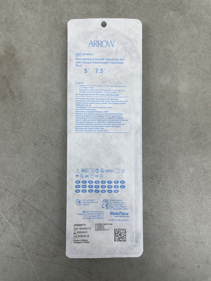 CP-08503 - TELEFLEX - 經皮鞘管導入器套裝（含導絲 5F x 7.5cm），（EA）-（有效期限至：2028-05-31）