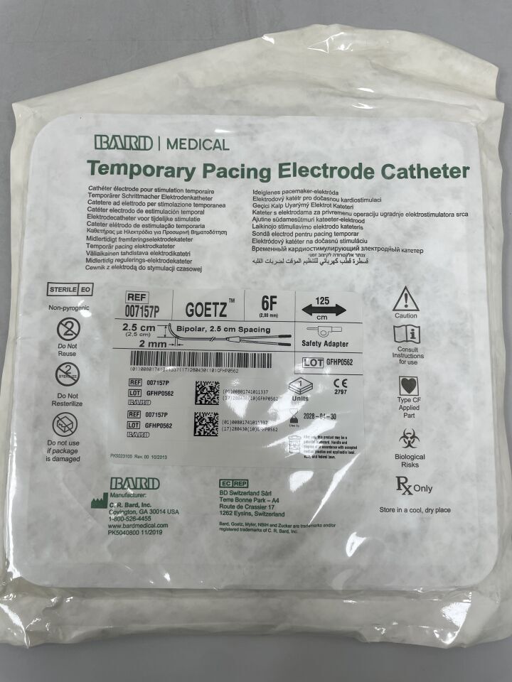 Bard Medical Temporary Pacing Electrode Catheter sterile packaging for cardiac procedures
