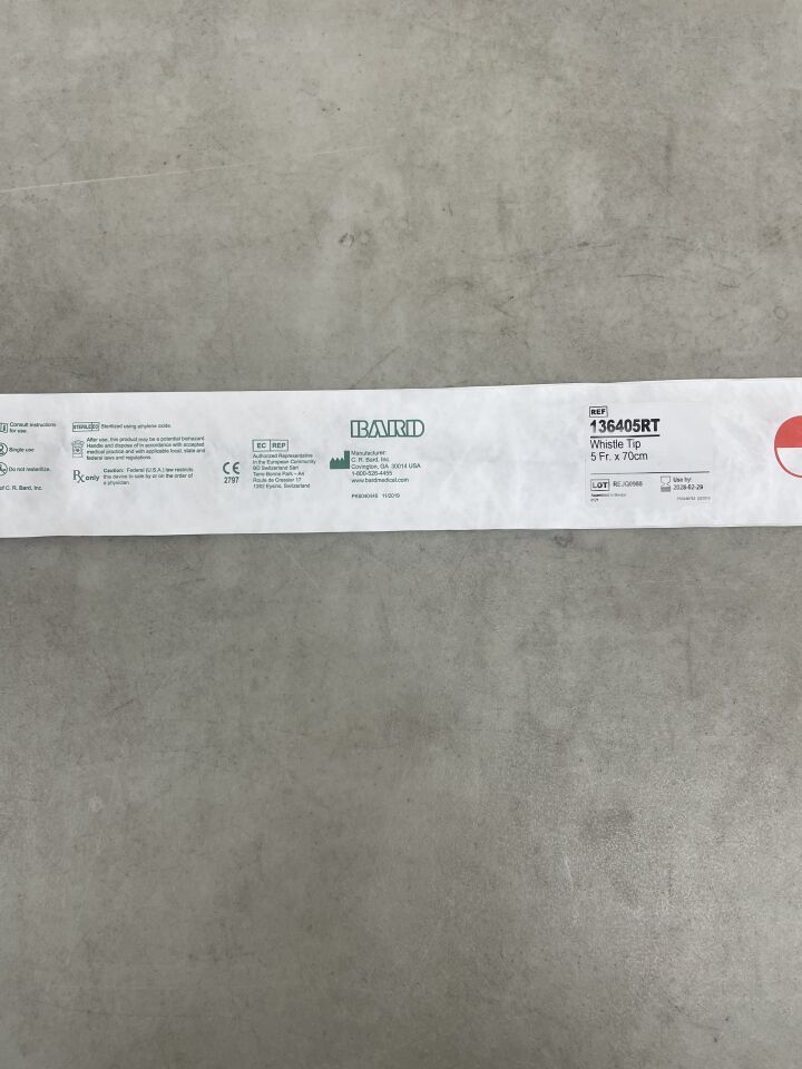 136405RT - BARD - Catéter ureteral de poliuretano con punta de silbato, 5Fr, DERECHO (ROJO), (C/U) - (Fecha de caducidad: 29/02/2028)