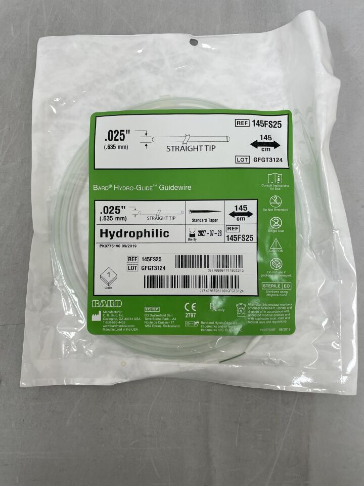 145FS25 - BARD - Guía Bard Hydroglide de 0,025" x 145 cm (unidad) - (Fecha de caducidad: 28/07/2027)