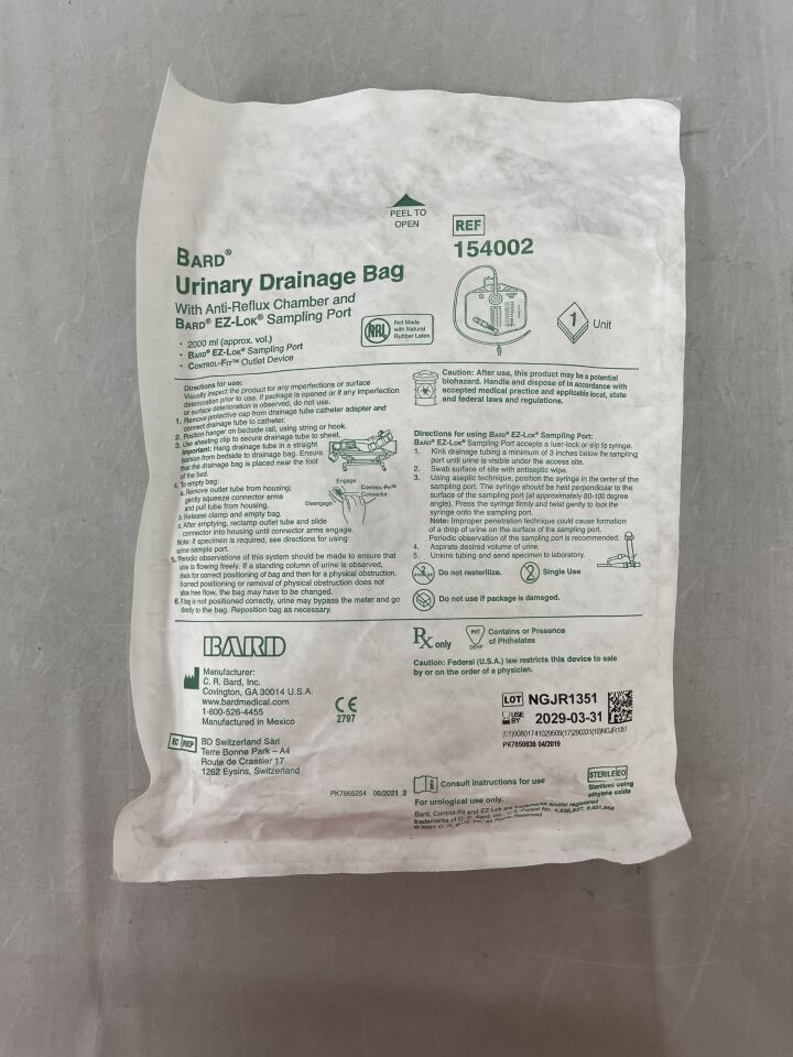 154002 - BARD - Bolsa de drenaje con cúpula antirreflujo, 2000 ml, ( ) - ( Fecha de caducidad : )