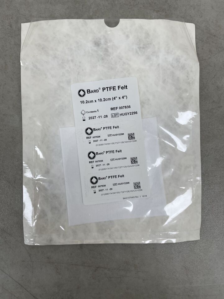 7836 - BARD - PTFE 毛氈：4" x 4"，（EA）-（有效期限至：2027-11-28）