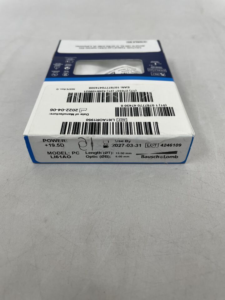 LI61AOR1950 - BAUSCH &amp; LOMB - Lentes intraoculares para cataratas asféricas Sofport Advanced Optics, +19,5 D, 13 mm x 6 mm, (caja/1) - (Fecha de caducidad: 31/03/2027)