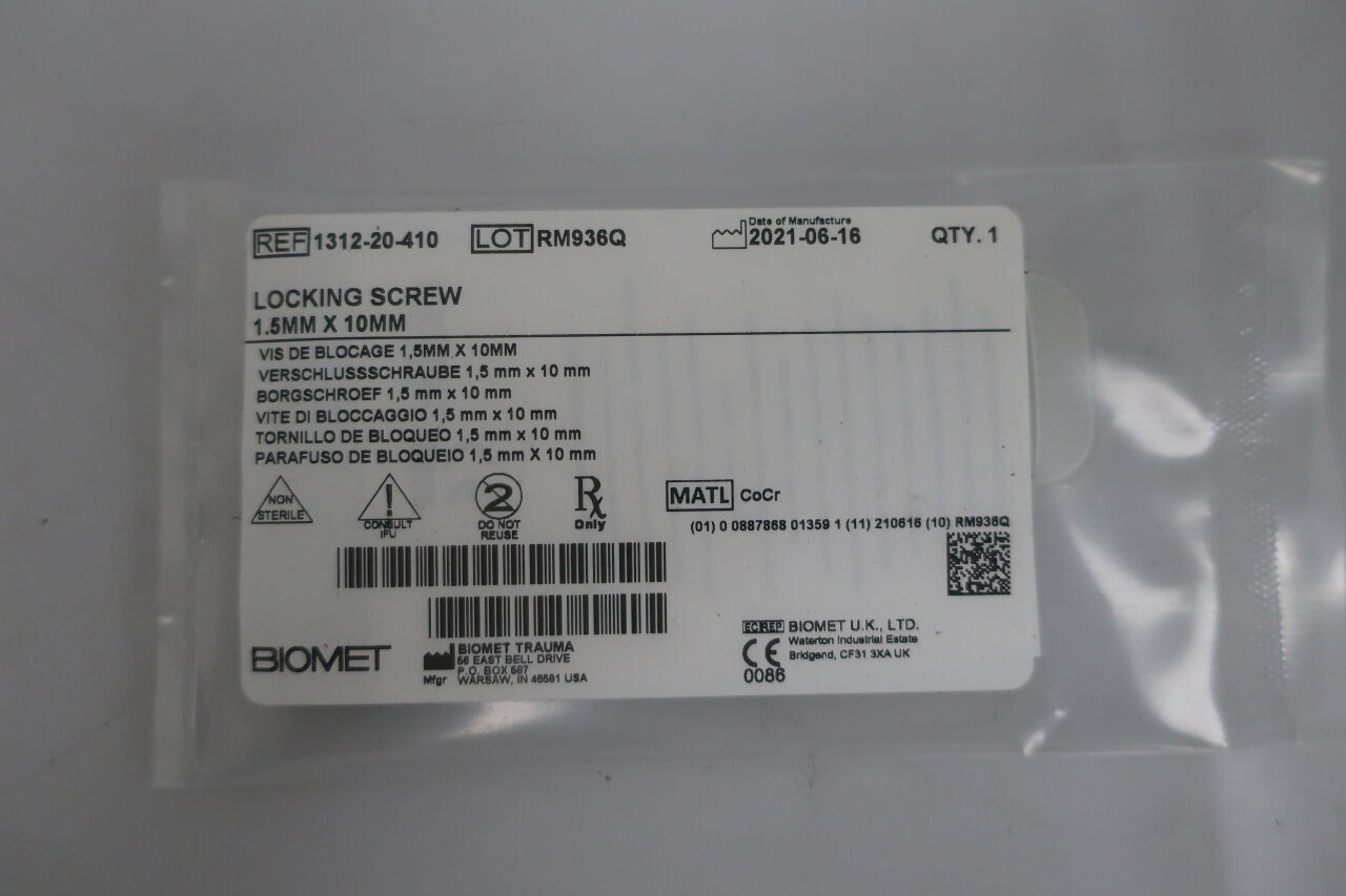 1312-20-410 - BIOMET - orthopaedic bone screw, non-bioabsorbable, non-sterile, () - ( Expiry Date: N/A )