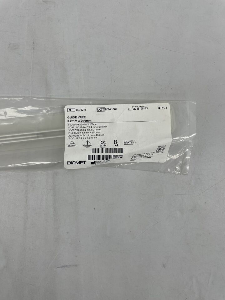 14012-9 - BIOMET - Guide Wire, 3.2 x 230mm, (pk/3) - ( Expiry Date: 2099-12-31 )