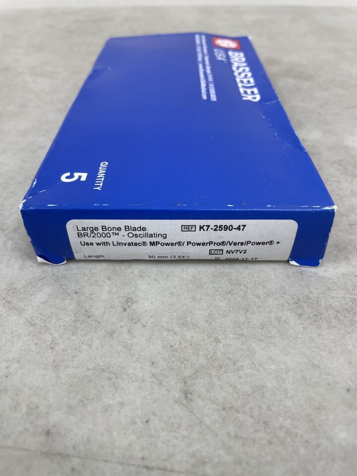 K7-2590-47 - BRASSELER - Hojas de sierra para huesos grandes serie K7 - Sagital/Oscilante BR2000, 90 x 25 mm, (BX/5) - (Fecha de caducidad: 17/11/2026)