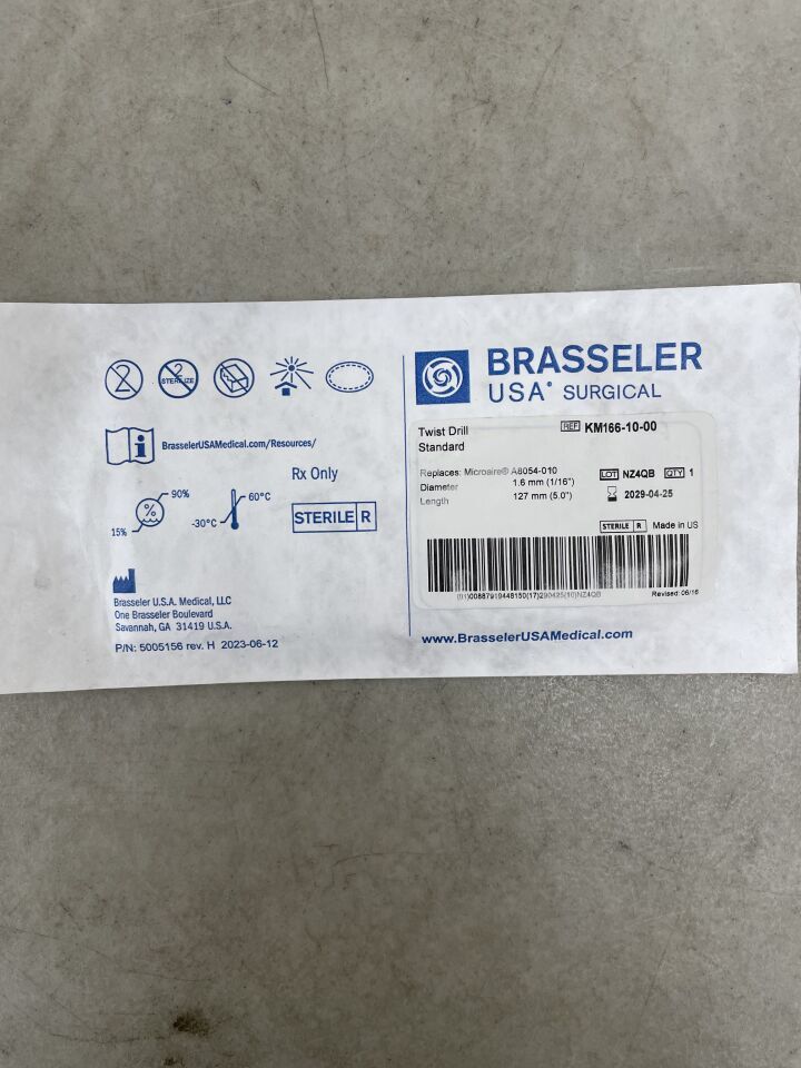 KM166-10-00 - BRASSELER - Broca helicoidal estándar de 1/16 pulgadas x 5 pulgadas (unidad) - (Fecha de vencimiento: 25/04/2029)