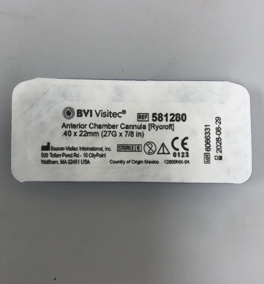 581280 - BVI - Anterior Chamber Cannula, Rycroft, 27G x 7/8", (EA) - ( Expiry Date: 2028-08-29 )