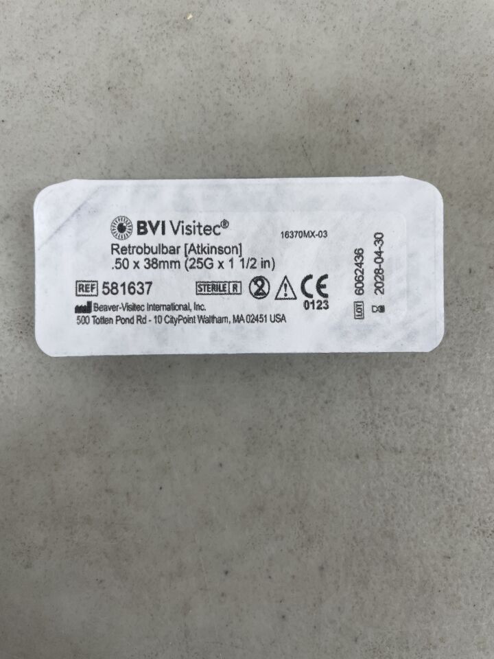 581637 - BVI - Retrobulbar (Atkinson) 25G x 1.5", (EA) - ( Expiry Date: 2028-04-30 )