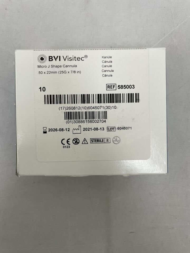 585003 - BVI - Micro J Shape Cannula 25G x 7/8", (BX/10) - ( Expiry Date: 2026-08-12 )