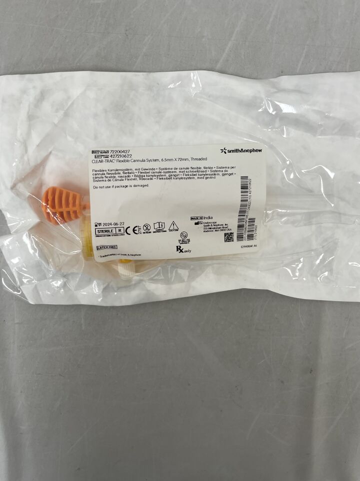 72200427 - SMITH & NEPHEW - Clear-Trac Flexible Threaded Cannula with Obturator: 6.5mm x 72mm, (EA) - ( Expiry Date: 2024-06-22 )