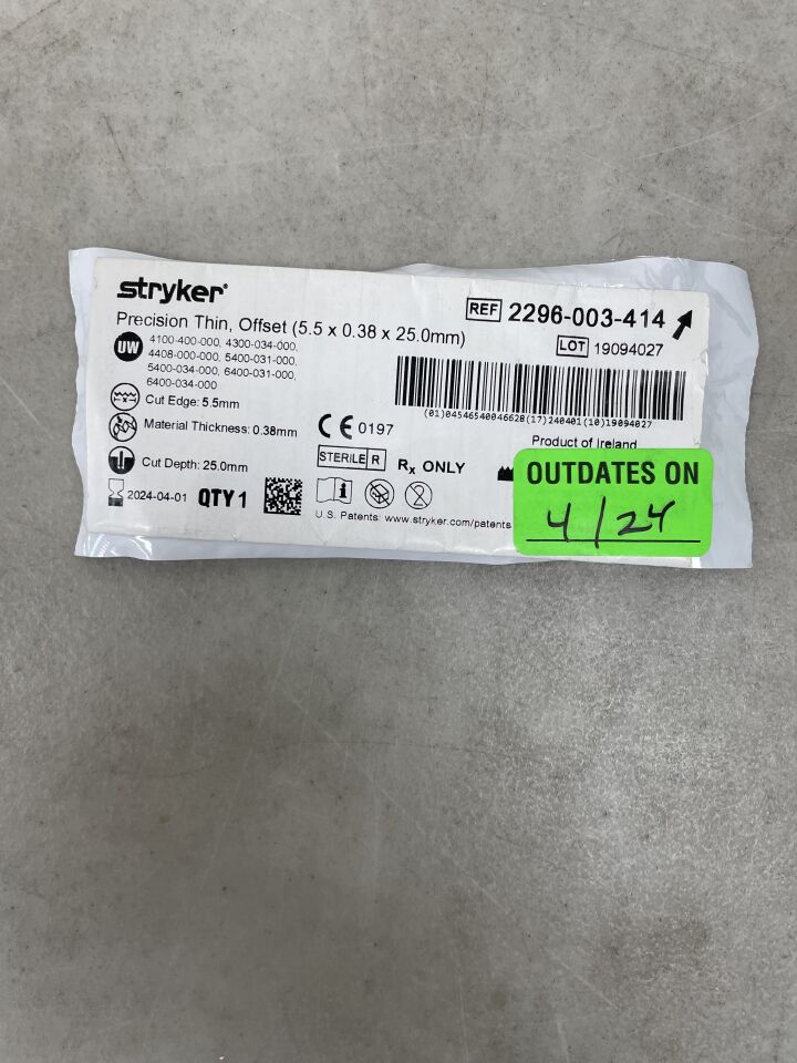 2296-003-414 - STRYKER - Precision Thin Long Narrow Blade, 25 L x 5.5 mm W, (EA) - ( Expiry Date: 2024-04-01 )