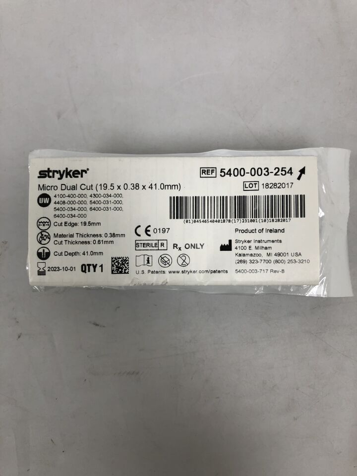 5400-003-254 - STRYKER - Dual-Cut Extra Long Wide Blade, 19.5mm X 41mm , (EA) - ( Expiry Date: 2024-06-01 )
