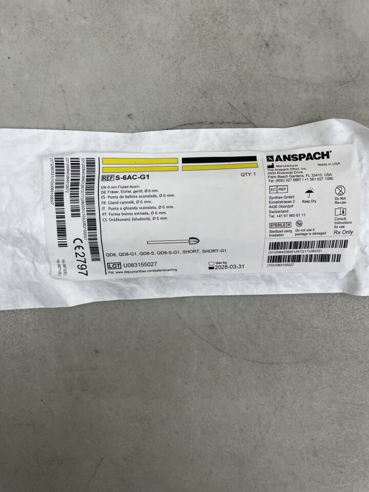 S-6AC-G1 - ANSPACH - Herramienta de disección de bellota estriada, diámetro de cabeza de 6 mm, (unidad) - (Fecha de caducidad: 31/03/2028)