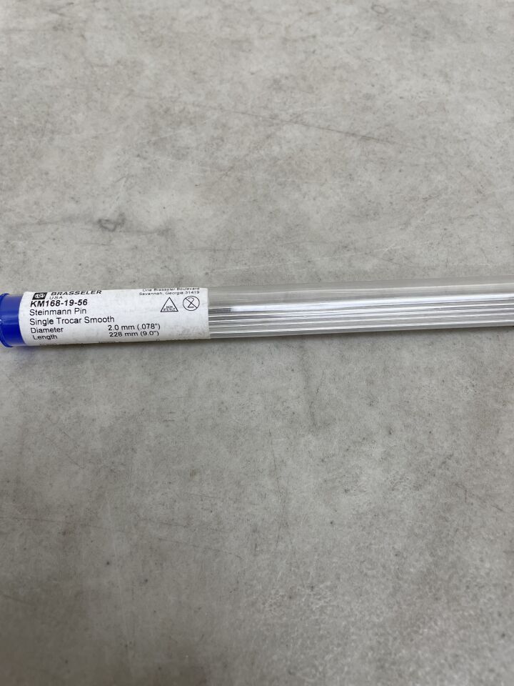 KM168-19-56 - BRASSELER - Pasador Steinmann, trocar simple liso, 2,0 mm de diámetro, 228 mm de longitud (6 por tubo), (unidad) - (Fecha de caducidad: 2099-12-31)