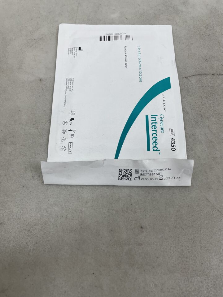 4350 - ETHICON - Gynecare Interceed 可吸收性防粘連膜，3 x 4 英寸，（EA）-（有效期至：2027-11-30）