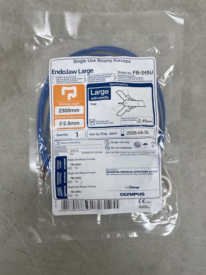 FB-245U  -  OLYMPUS  -  EndoJaw Single-Use Biopsy Forceps With Needle, 2300 mm Working Length, Large , ( EA )  -  ( Expiry Date : 2026-04-30 )