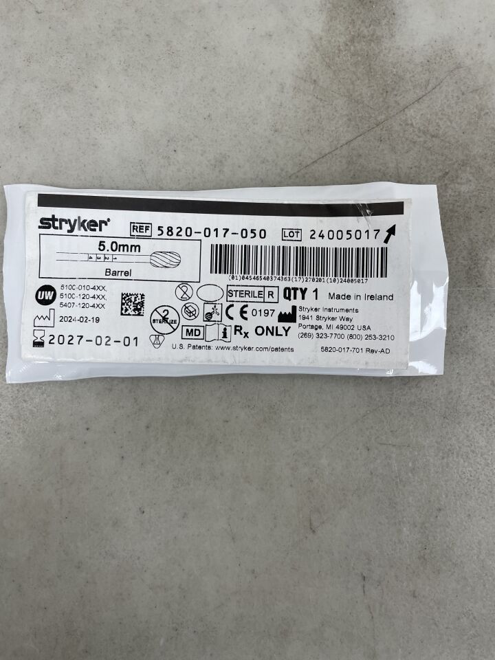 5820-017-050  -  STRYKER  -  5.0mm Barrel Bur , ( EA )  -  ( Expiry Date : 2027-02-01 )