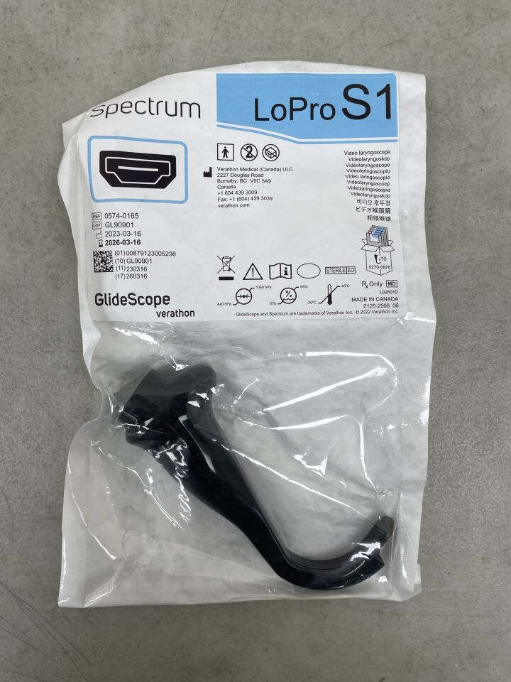 0574-0165  -  VERATHON MEDICAL  -  GlideScope Spectrum Titanium LoPro S1 , ( EA )  -  ( Expiry Date : 2026-03-16 )