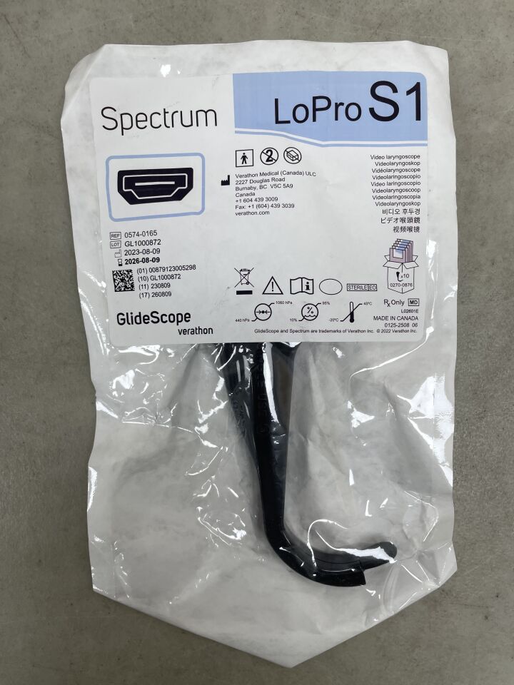 0574-0165  -  VERATHON MEDICAL  -  GlideScope Spectrum Titanium LoPro S1 , ( EA )  -  ( Expiry Date : 2026-08-09 )