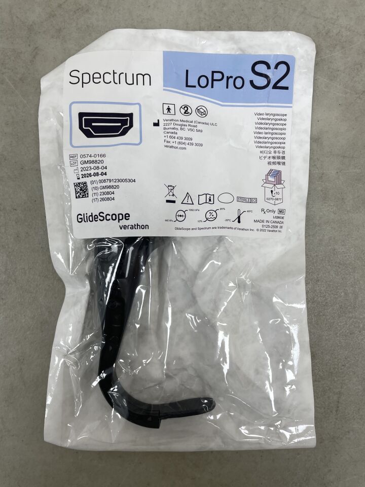 0574-0166  -  VERATHON MEDICAL  -  GlideScope Spectrum Video Laryngoscope LoPro S2 (Hyperangle) , ( EA )  -  ( Expiry Date : 2026-08-04 )