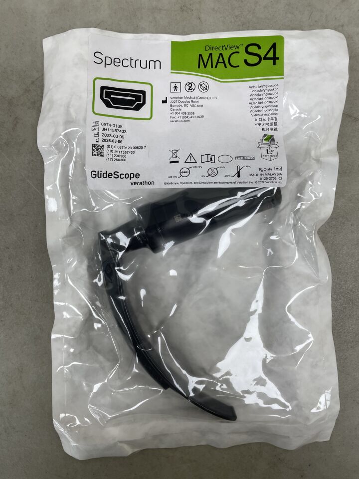 0574-0188  -  VERATHON MEDICAL  -  GlideScope Spectrum DirectView MAC S4 video laryngoscope, dynamic light control, ambient light reduction , ( EA )  -  ( Expiry Date : 2026-03-06 )