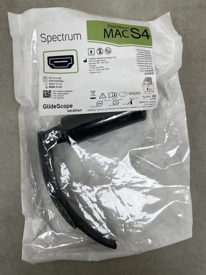 0574-0188  -  VERATHON MEDICAL  -  GlideScope Spectrum DirectView MAC S4 video laryngoscope, dynamic light control, ambient light reduction , ( EA )  -  ( Expiry Date : 2026-11-21 )