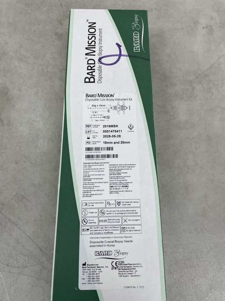 2016MSK - BARD - Mission Core Biopsy Instrument Kit, 20Gx16cm, (BX/5) - ( Expiry Date: 2025-05-28 )