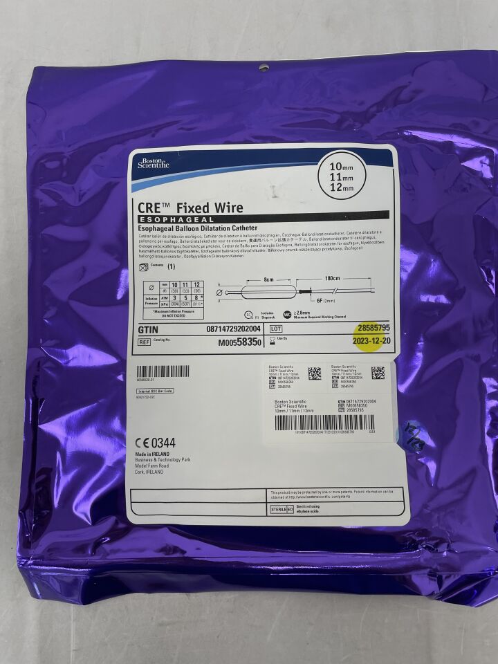 5835 - BOSTON SCIENTIFIC - CRE Fixed Wire Balloon Dilatation Catheter - Esophageal - 10mm x 11mm x 12mm, (EA) - ( Expiry Date: 2024-12-13 )