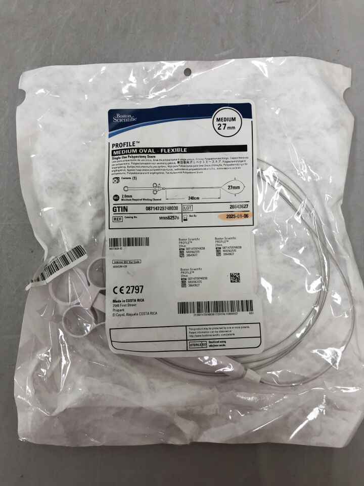 6257 - BOSTON SCIENTIFIC - profile single-use polypectomy snare - medium oval, flexible - 27mm, (EA) - ( Expiry Date: 2025-07-04 )