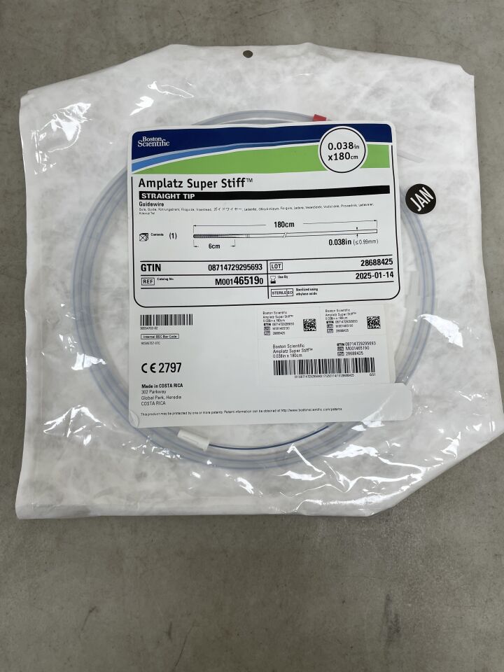46519 - BOSTON SCIENTIFIC - Amplatz Super Stiff Guidewire - Straight Tip - .038'' x 180cm, (EA) - ( Expiry Date: 2025-01-14 )