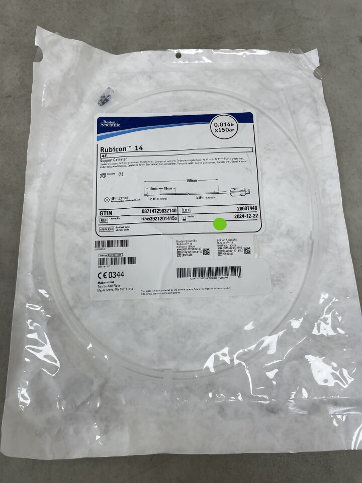 3921201415 - BOSTON SCIENTIFIC - Rubicon 14 Support Catheter - 4Fr - Straight - .014" x 150cm, (EA) - ( Expiry Date: 2024-12-22 )