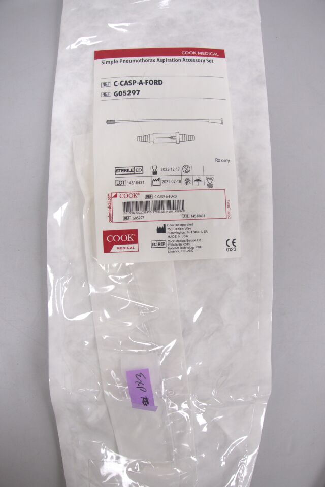 G05297 - COOK - Simple Pneumothorax Aspiration Accessory Set, 14 Fr x 30 cm Length Connecting Tube, (EA) - ( Expiry Date: 2025-05-01 )