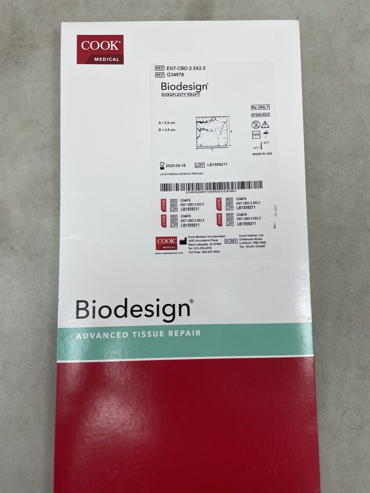 G34978 - COOK - Biodesign Duraplasty Graft, 2.5 x 2.5 cm, (BX/1) - ( Expiry Date: 2025-09-18 )