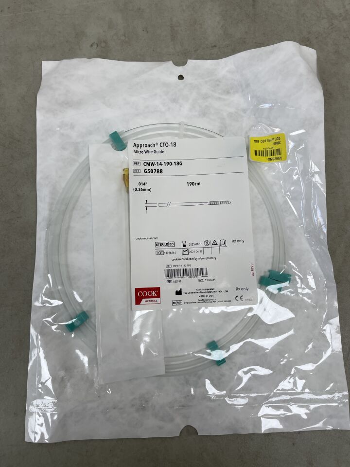 G50788 - COOK - Approach CTO-18 Micro Wire Guide - .014" x 190cm, (EA) - ( Expiry Date: 2025-04-10 )