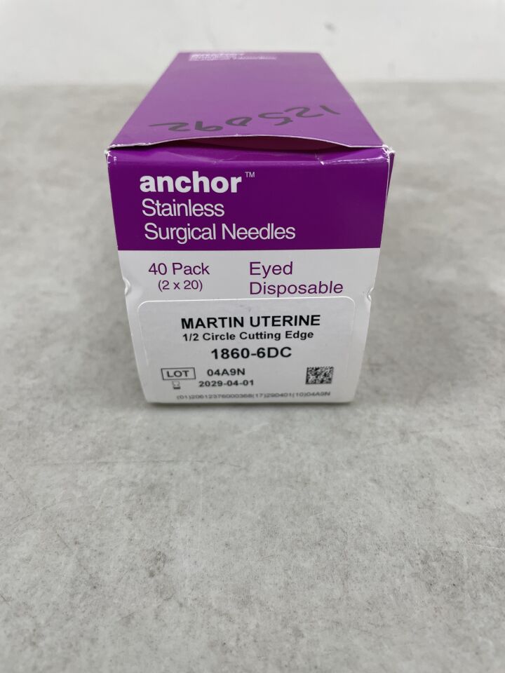 1860-6DC - ANCHOR - Martin Uterine Needle, Reverse Cutting, 1/2 Circle, Size 6 (2 Per Pack), (BX/20) - ( Expiry Date: 2029-04-01 )
