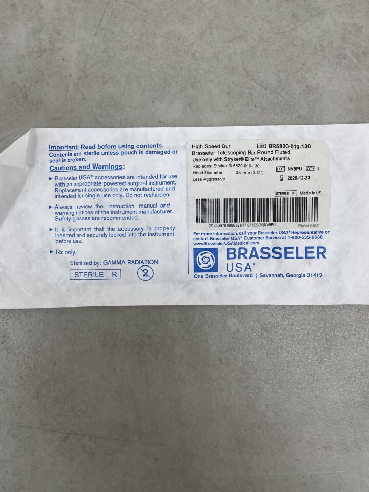 BR5820-010-130 - BRASSELER - Fresa redonda acanalada, tacto suave, 3,0 mm, (unidad) - (Fecha de caducidad: 23/12/2026)